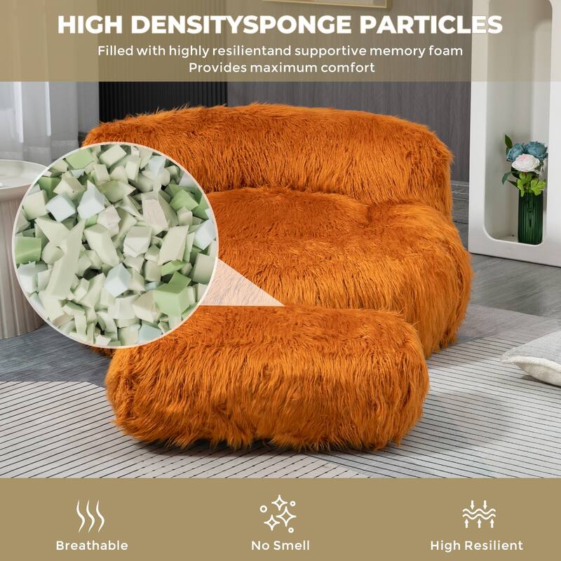 Bean Bag Chair,Floor Sofa with Handle,Accent Sofa Chair with Ottoman for Gaming Reading Relaxing