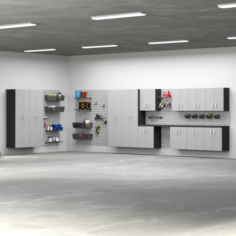 Flow Wall 42pc PVC Indoor Garage Cabinet Organization Set - Silver