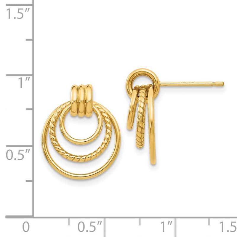 Curata 14k Yellow Gold Textured Twisted Door Round Knocker Earrings 18x15mm