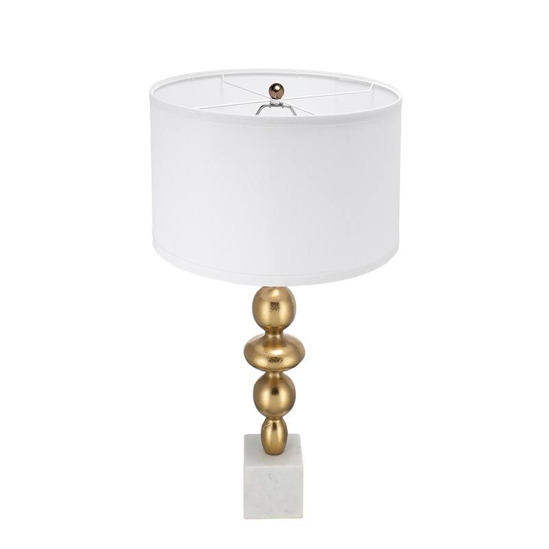D15x29.5" Gold and White Table Lamp with Round Four Tiered Body