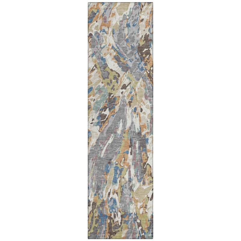 Machine Washable Indoor/ Outdoor Brushstrokes Chantille Rug
