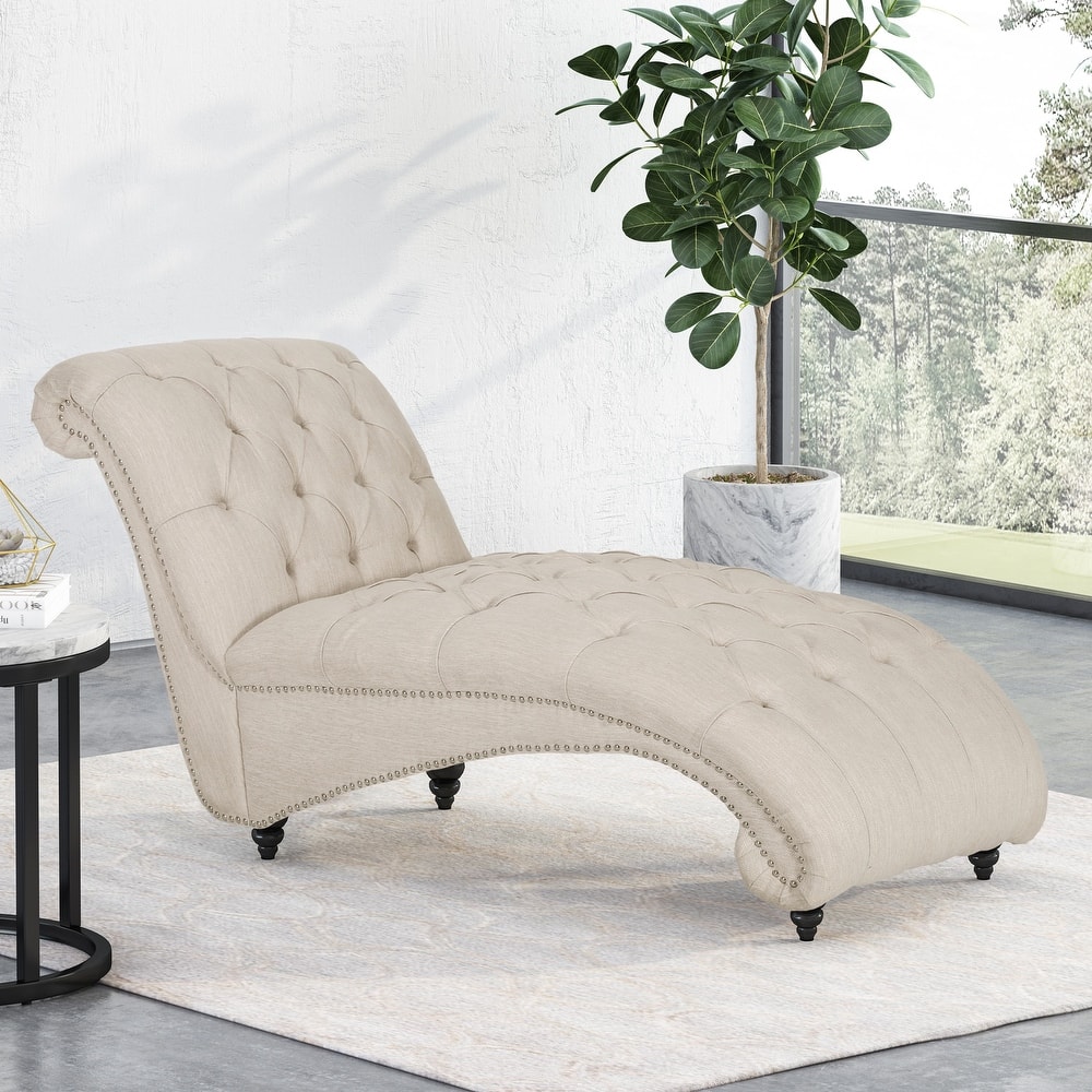Christopher Knight Home - Varnell Contemporary Button Tufted Chaise Lounge - 64.25" L x 29.00" W x 33.75" H