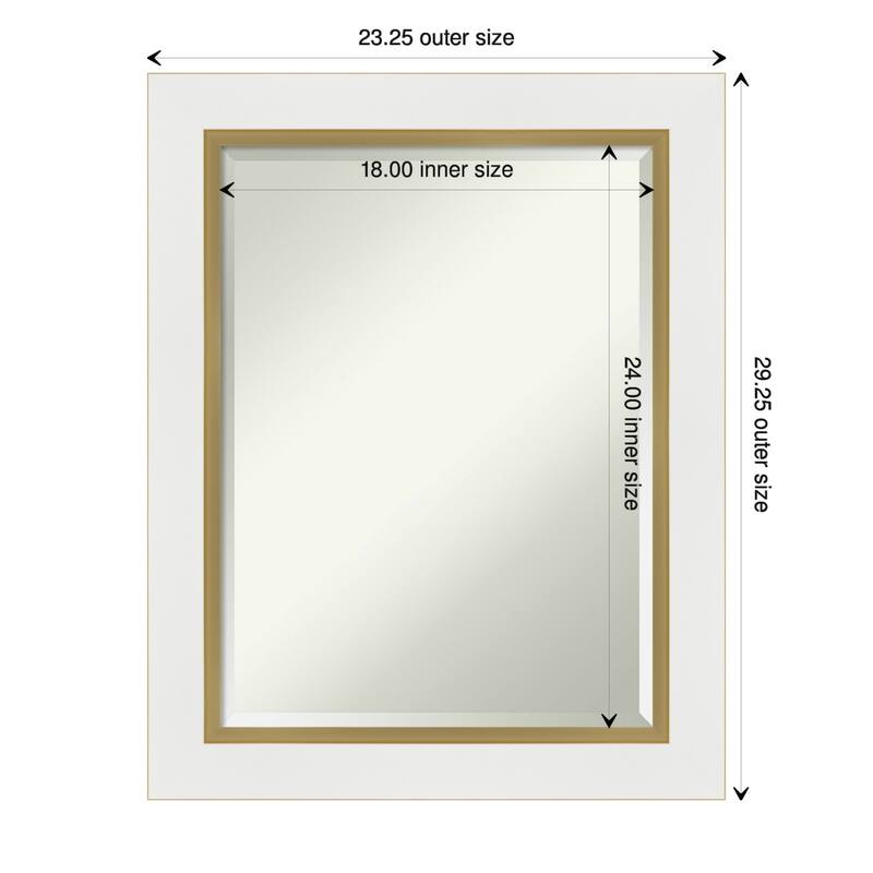Beveled Wall Mirror - Eva White Gold Frame - Eva White Gold - 23.25 x 29.25-inch