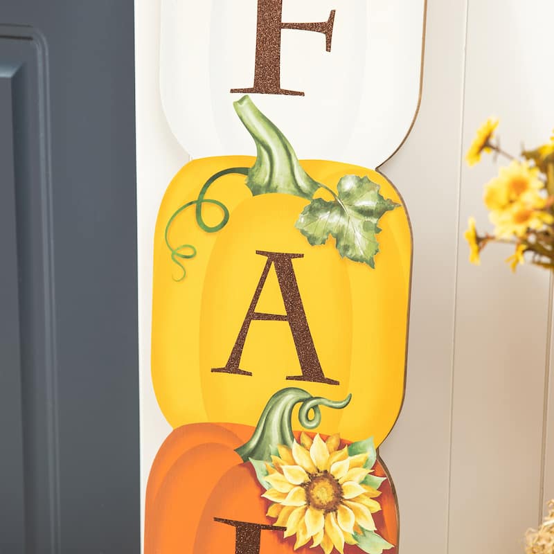 Glitzhome 42"H Fall Thanksgiving Wooden Pumpkin Porch Sign