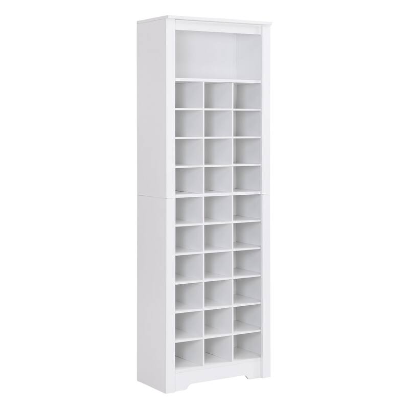 Tall Shoe Cabinet 30 Shoe Cubby Console Free Standing Shoe Organizer With Multiple Storage For Hallway Entryway Bedroom