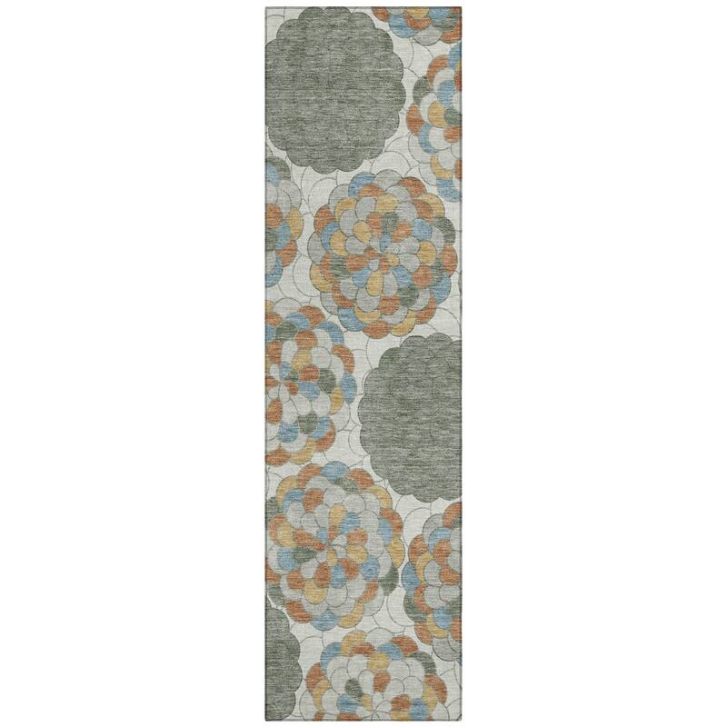 Machine Washable Indoor/ Outdoor Mosaic Cluster Chantille Rug