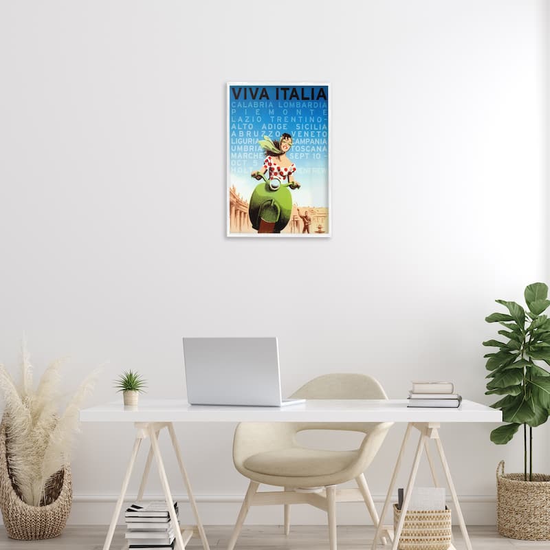 Stupell Vintage Italy Travel Ad Framed Giclee Art Design By Marcus Jules