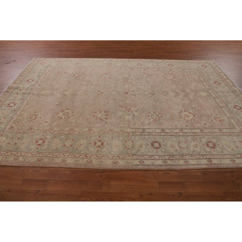 Earth Tone Oushak Oriental Area Rug Hand-Knotted Wool Carpet - 6'9" x 9'10"