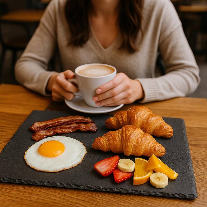 Creative Home Genuine Slate 12" x 12" Square Food, Cheese, Dessert Serving Board, Serving Platter