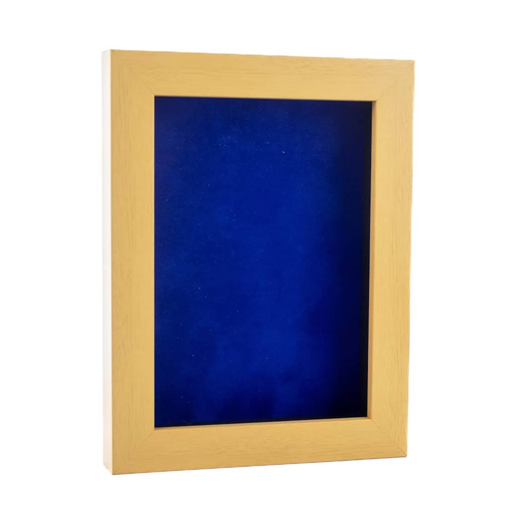 18x24 Shadow Box Frame Natural Wood | With a 3/4" Usable Display Depth | Includes a Royal Blue Real Suede Texture Acid-Free