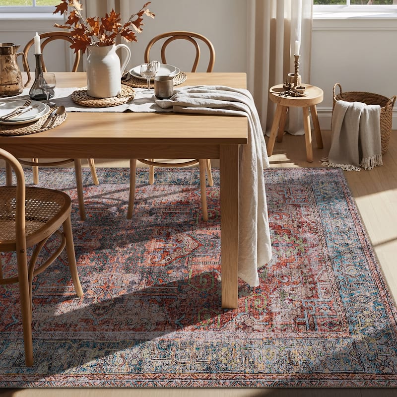 World Rug Gallery Vintage Inspired Distressed Machine Washable Area Rug