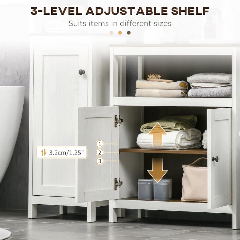 kleankin Modern Bathroom Storage Cabinet, Free Standing Bathroom Cabinet, Open Compartment and Cupboard with Adjustable Shelf