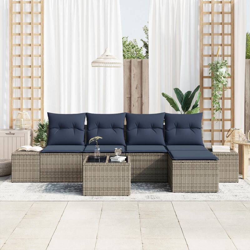 vidaXL 6 Piece Garden Sofa Set with Cushions - 115.7×24.4×27.2