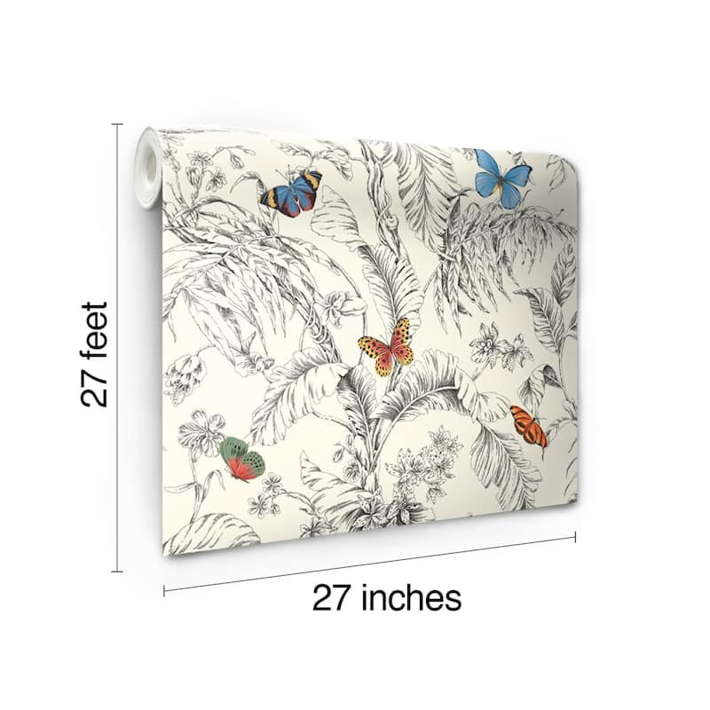 Butterflies Papillon Wallpaper 27 in. x 27 ft. 60.75 sq.ft. - 7 in. x 27 ft. = 60.75 sq.ft.