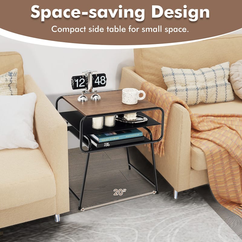 Gymax 3-tier Side End Sofa Display Table Compact Nightstand for