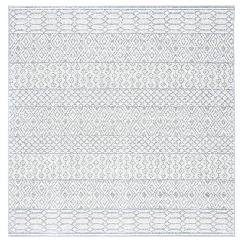 SAFAVIEH Belmont Zyhra Kreszenz Boho Rug - 6'7" Square - Ivory/Grey