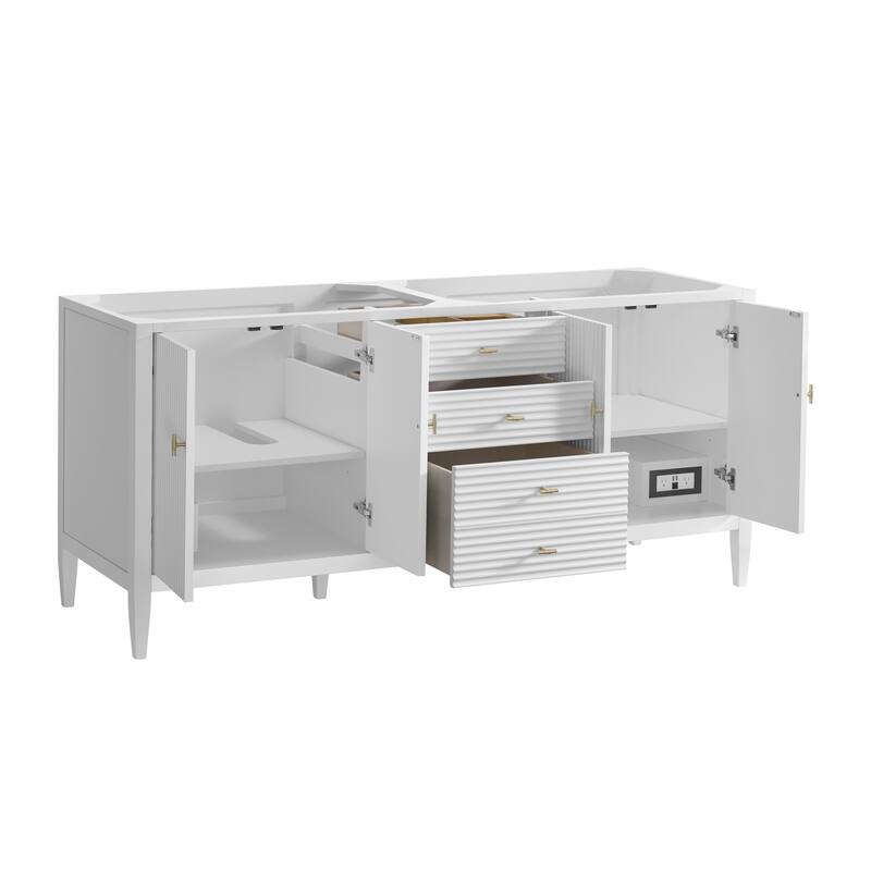 James Martin Vanities 485-V72 Myrrin 72" Double Basin Wood Vanity - Bright White - Painted