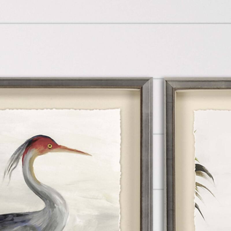 Grey Heron Framed Art Giclee Under Glass - Blue