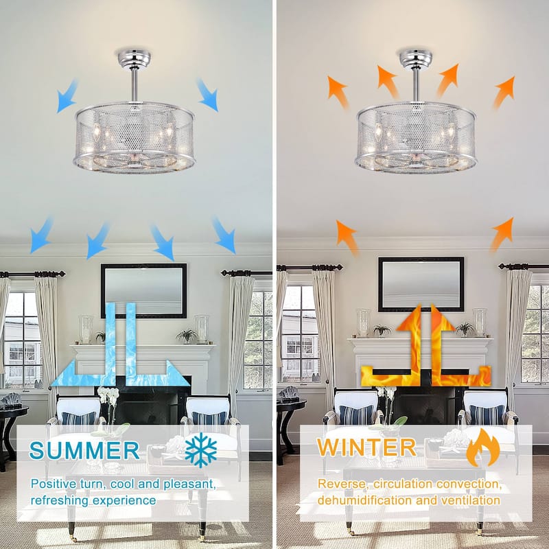 Cusp Barn 20'' 3 ABS Fan Blades Dual Shade Modern Ceiling Fan with Remote Control, Noiseless Reversible AC Motor for Bedroom