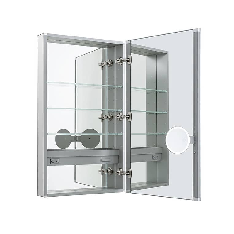 AQUADOM Royale Medicine Cabinet with Electrical Outlets, Defogger, LED 3X Magnifying Mirror - 24"x30"x5"Right/Hinge
