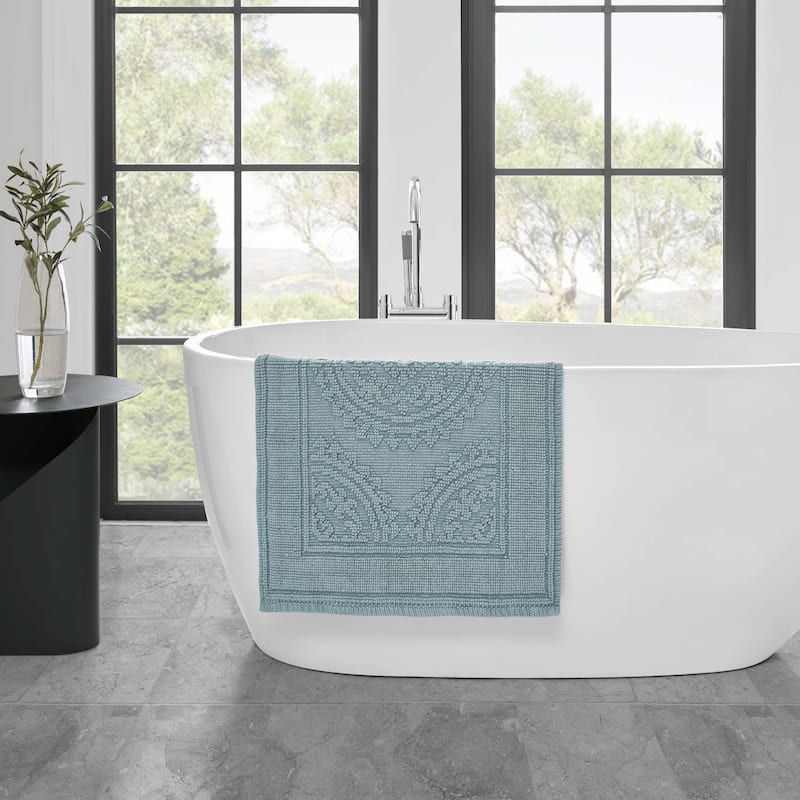 Jean Pierre Cotton Stonewash Medallion 21 x 34 in. Bath Rug