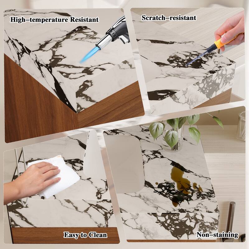 29.9" Modern Floating Bathroom Vanity - Faux Marble Top with Ceramic Undermount Sink, Wall-Mounted for Small Bathrooms