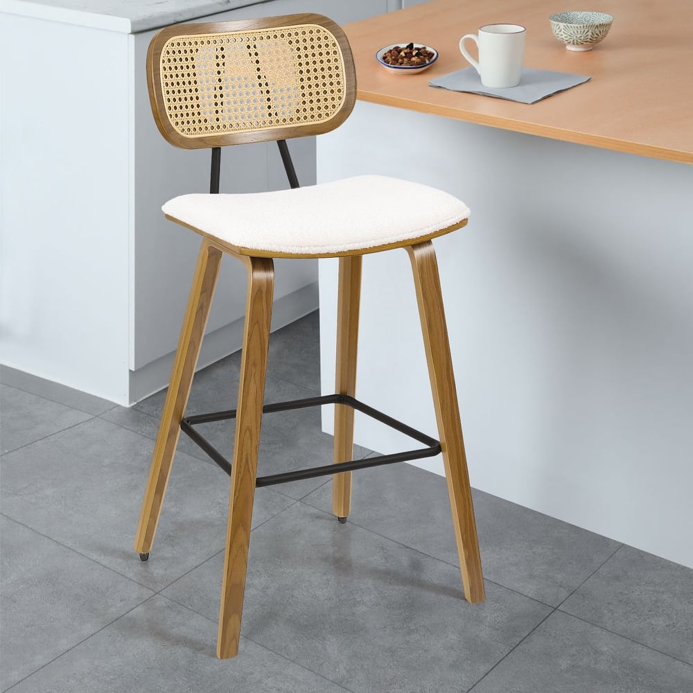 26" Upholstered Wood Counter Height Bar Stools