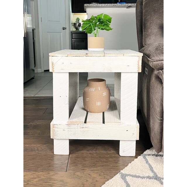 Reclaimed Wood Slim End/Side Table for Living Room