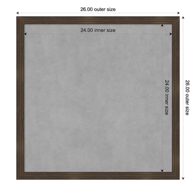 Amanti Art Woodgrain Stripe Chocolate Framed Magnetic Board - Board Size 24x24