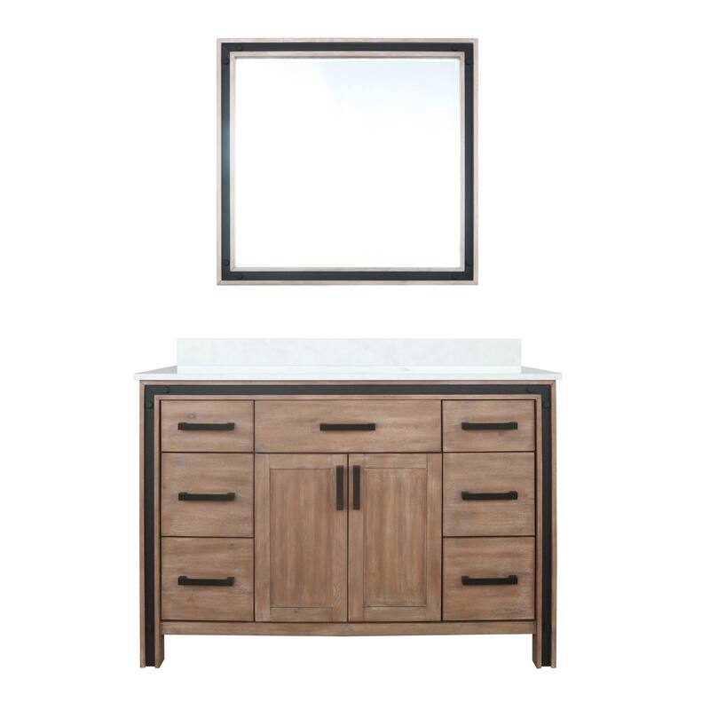 Ziva Bath Vanity, White Quartz Top and Mirrors