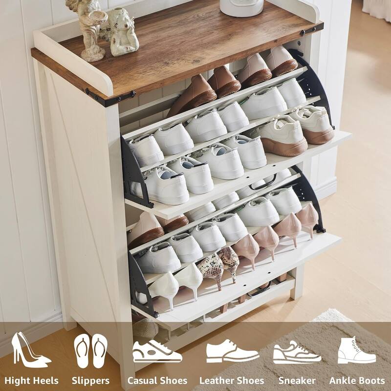 Farmhouse Shoe Storage Cabinet, Shoe Organizer, Shoe Rack Cabinet