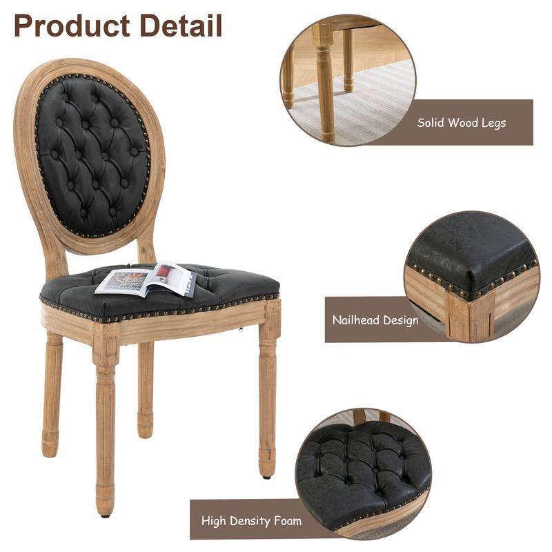 French Style Solid Wood Dining Chair with Nailhead Set of 6