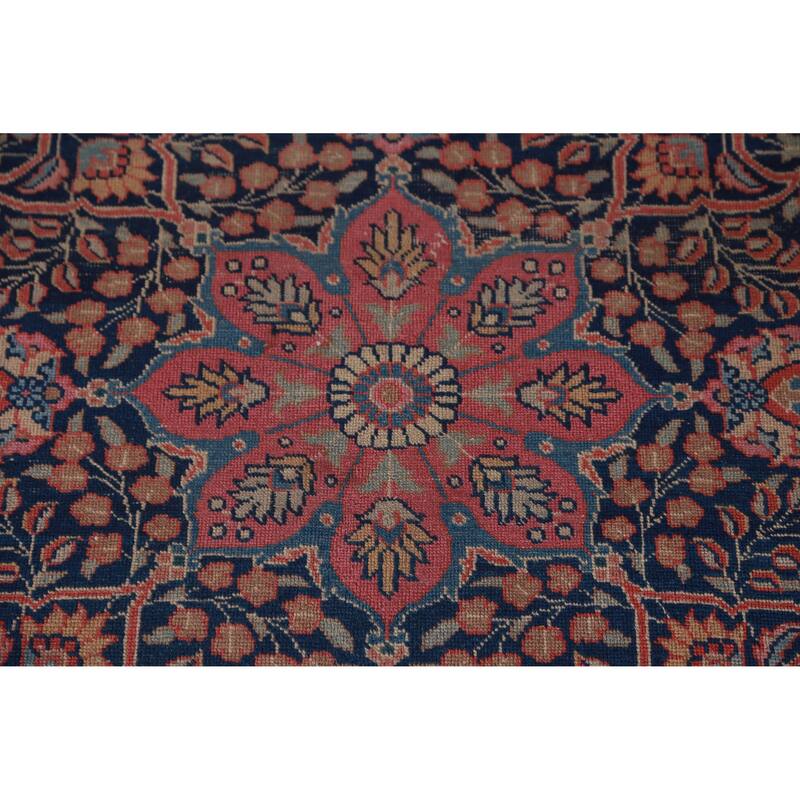 Hand Knotted Oriental 100% Wool Carpet Traditional Floral Brown Tabriz Area Rug - 13' 5'' X 9' 9''