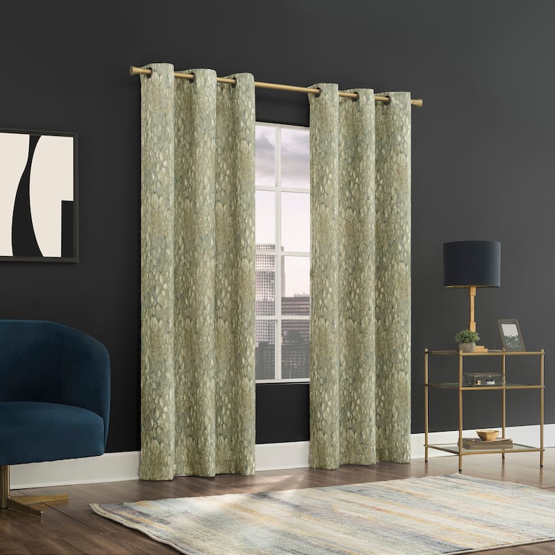 No. 918 Harlowe Abstract Geometric Semi-Sheer Grommet 1-Piece Curtain Panel, Single Panel