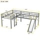 preview thumbnail 5 of 6, Gray Twin Size Solid Pine Wood L-Shaped Loft Bed with Slide and Widened Ladder