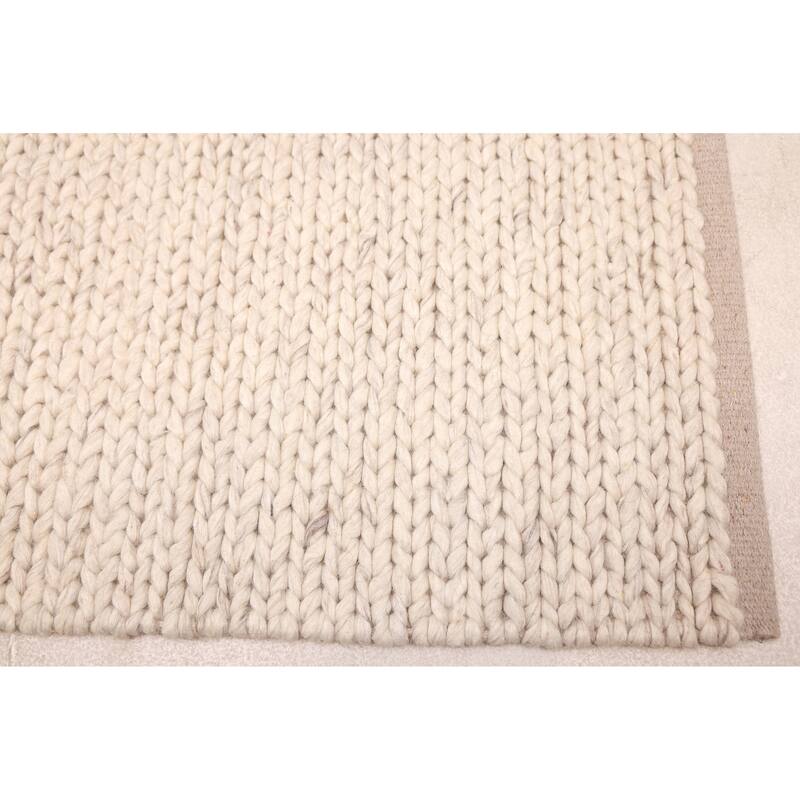 ECARPETGALLERY Braid weave Sienna Cream Wool Rug - 4'11 x 8'2