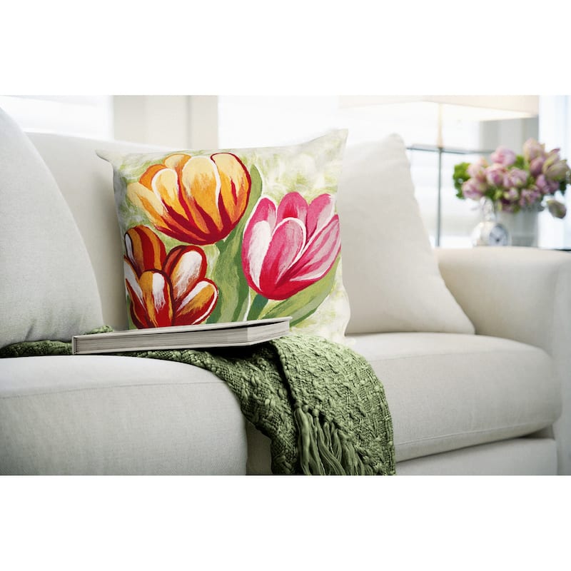 Liora Manne Visions IV Tulips Indoor/Outdoor Pillow Warm 20" x 20"