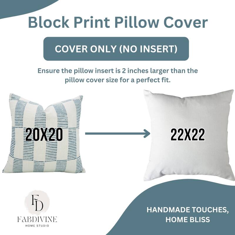 Fabdivine Floral Pillow Cover Heavy Linen Block Print for Living Room Chair Patio Office or Bedroom Decor, Manikarnika