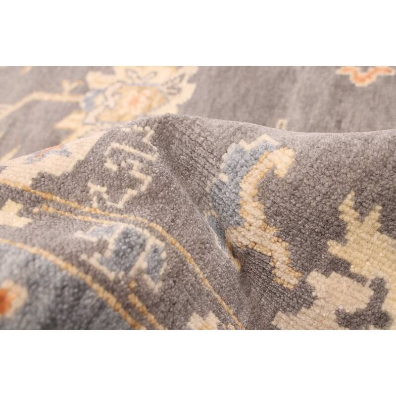 ECARPETGALLERY Hand-knotted Modern Oushak Dark Grey Wool Rug - 8'1 x 9'11