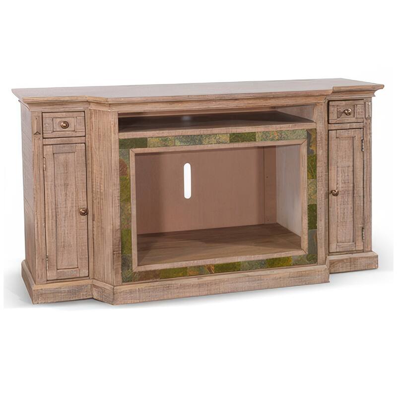 Desy TV Media Entertainment Console, Slate Inlay Light Brown 72 Inch
