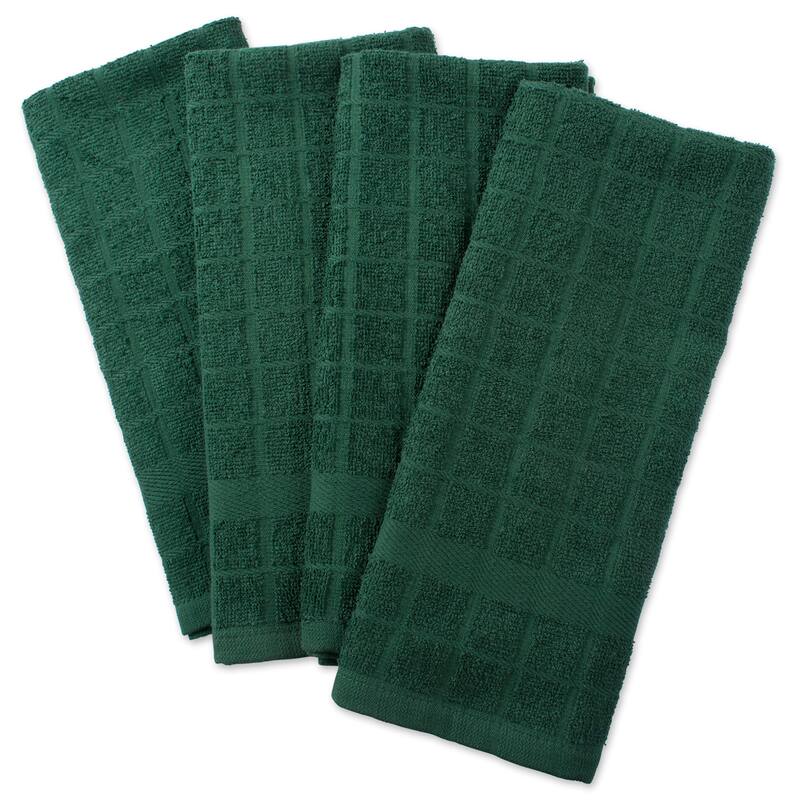 Textured Rectangular Terry Cotton Dishtowels - 26" - Green - Set of 4