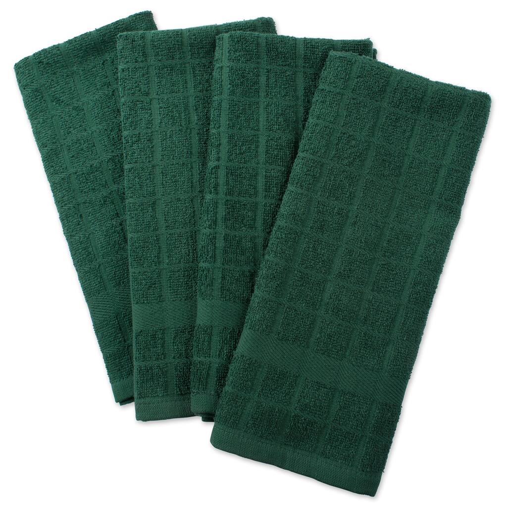 Textured Rectangular Terry Cotton Dishtowels - 26" - Green - Set of 4