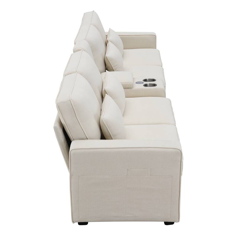 Cotton Linen Sofa with USB: Modern Comfort with Storage