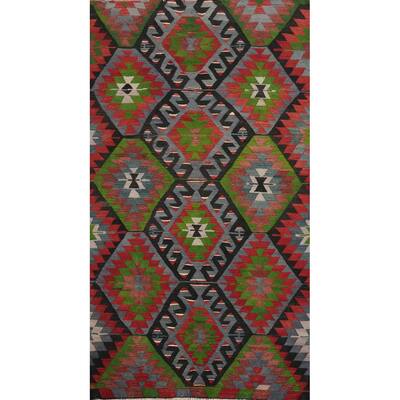Hand Woven Oriental 100% Wool Carpet Southwestern Tribal Multi-Colored Kilim Area Rug - 10' 4'' X 5' 3''