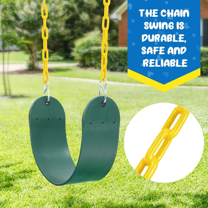 Hapfan 7.3ft Tall 600lb Heavy Duty Swing Set with 1 Platform Swing, 2 Belt Swings,A Frame Metal Swing Set