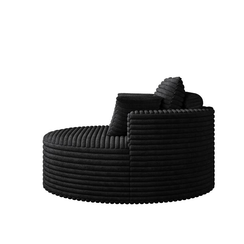Fluffy Barrel Chair Corduroy Chaise Lounge Single Floor Sofa Armchair Cloud Recliner Chair with Cylindrical Pillow