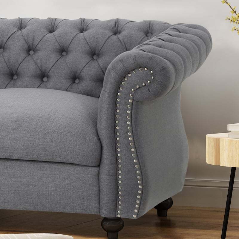 Modern Tufted Fabric Upholstered Sofa by Christopher Knight Home