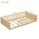 preview thumbnail 9 of 9, Natural Twin Size Pine Wood Floor Platform Bed with Built-in Book Storage Rack and Fence