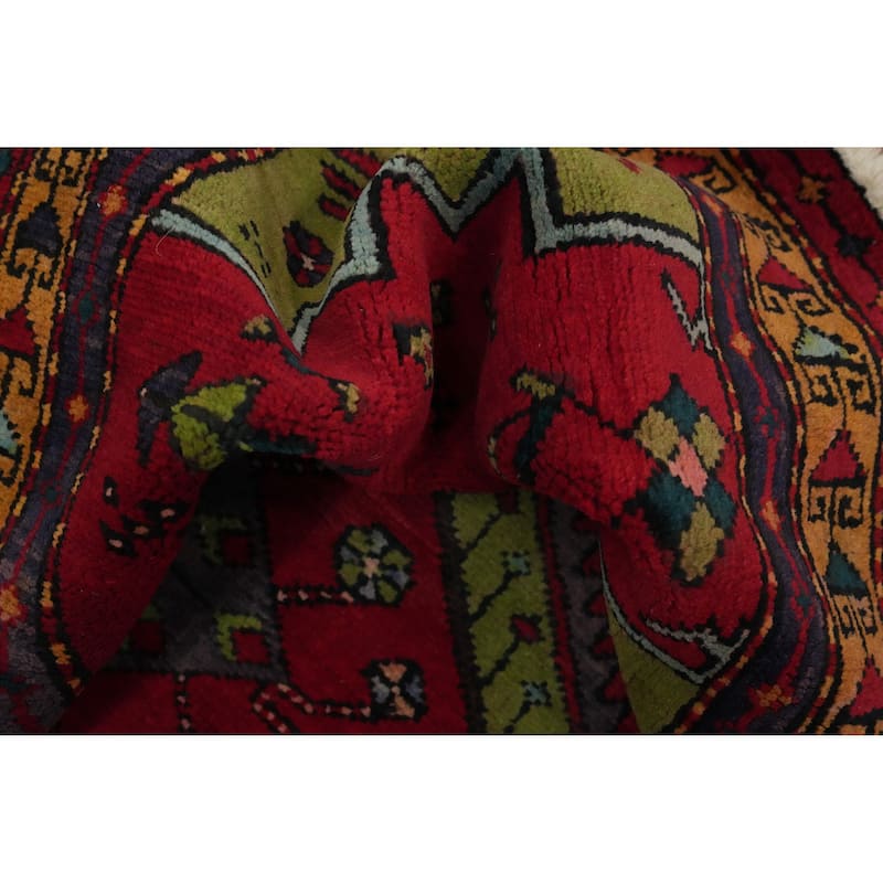 Hand Knotted Oriental 100% Wool Carpet Traditional Tribal Red Tabriz Runner Rug - 9' 9'' X 3' 1''