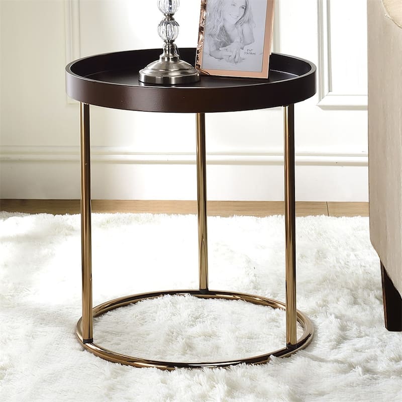 Round Tray End Table with Metal Frame